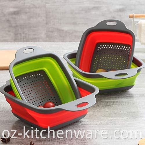 Cozinha de cozinha Esfriador dobrável Eclander Space Space salieiros de silicone dobrável para drenar frutas vegetas de macarrão